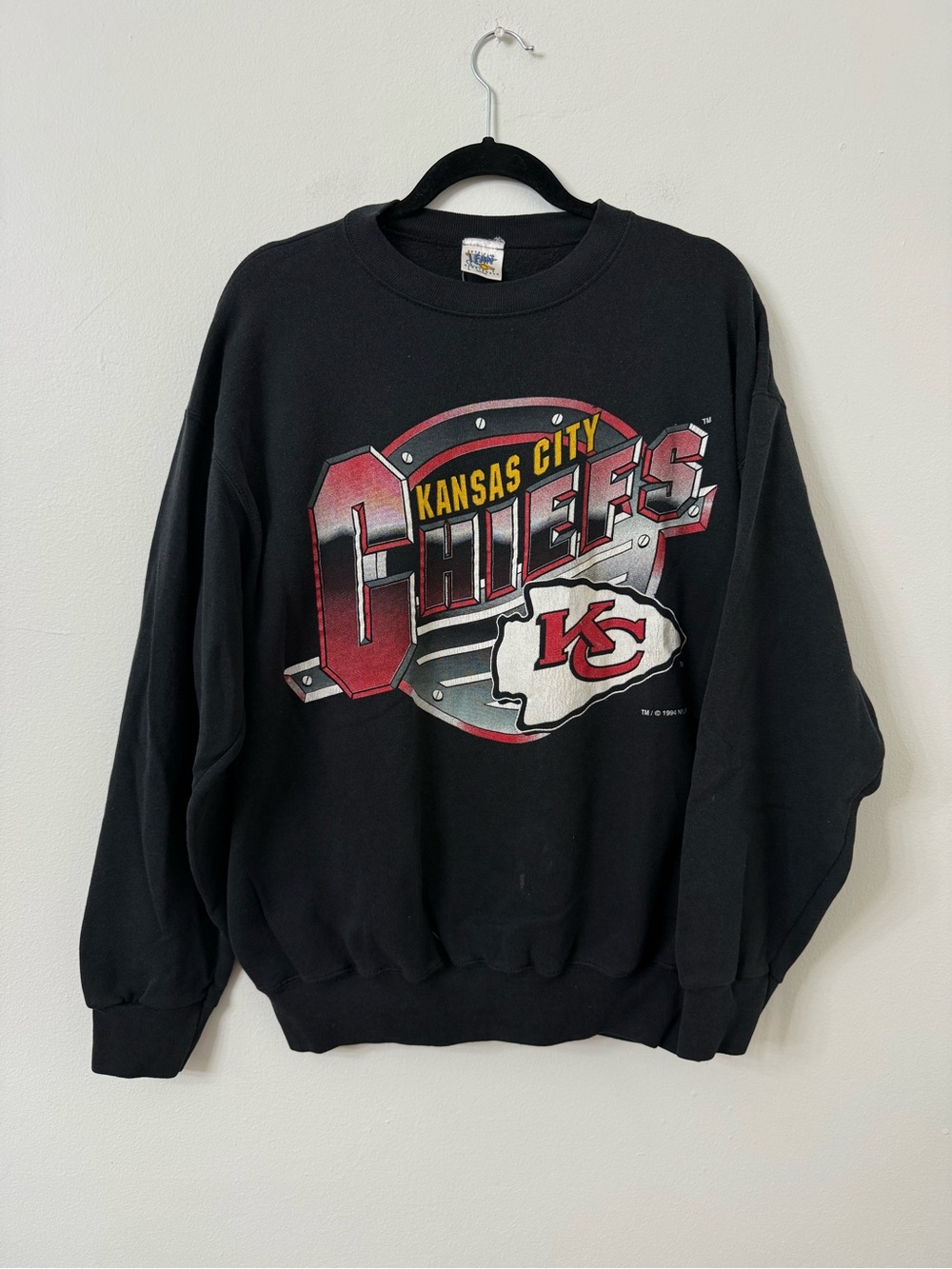 {L} Vintage 1994 Kansas City Chiefs Black Graphic Crewneck Sweatshirt
